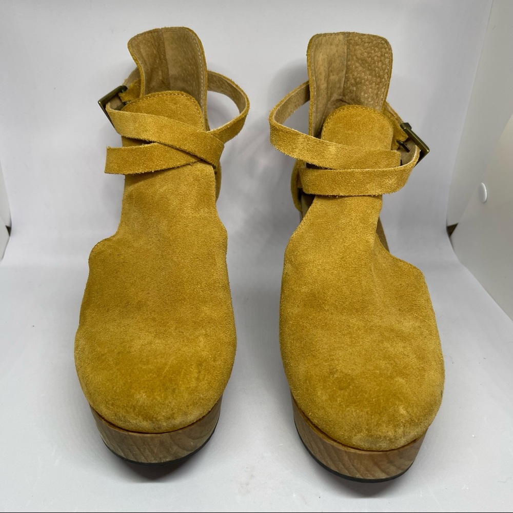 Free People Womens Yellow Taupe Suede Cedar Clog Shoes Size US 7/ 37 - Picture 8 of 15